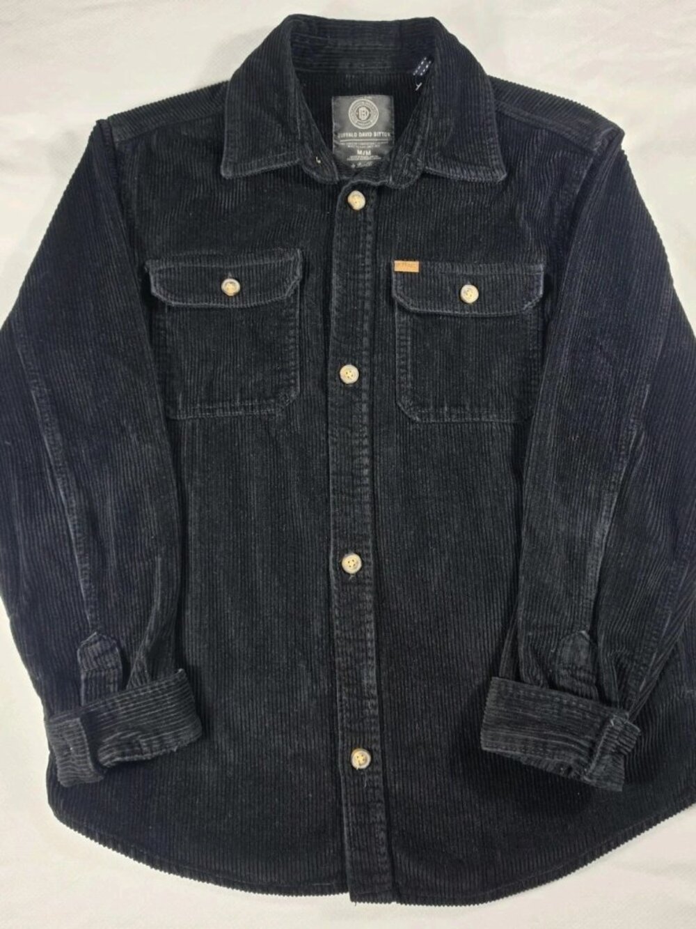 Buffalo David Bitton Jeremias Corduroy Button Shacket Black Men's Size M NWOT